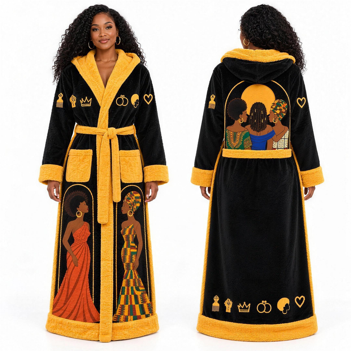 CrownCozy Heated Queen Robe front and back